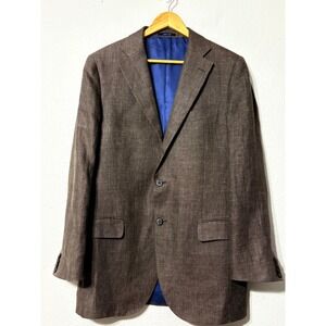 Mens Suit Supply Brown Baird McNutt Linen Two Button Blazer Sport Coat